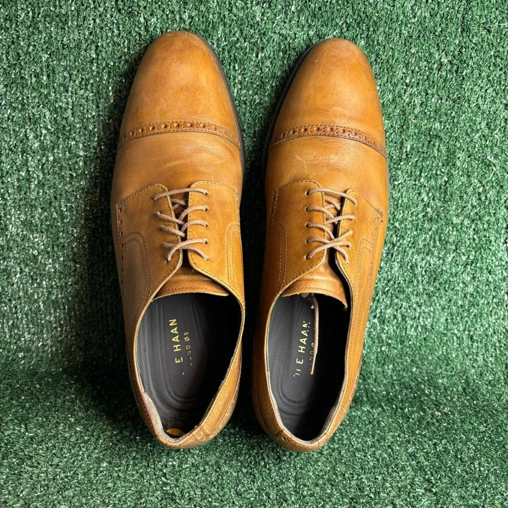 Cole Haan Williams Cap Toe Oxford Leather Brogue Dress Shoes British Tan Men 13M